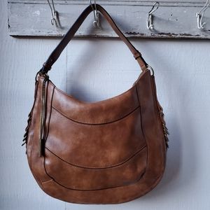 Steve Madden brown faux leather hobo bag.